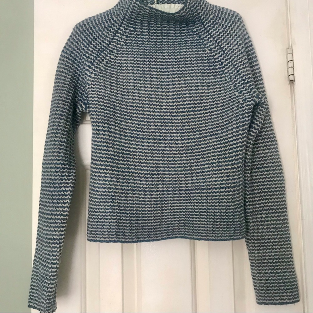 Women's COS size S Blue Cream textured80%lambswool sweater GUC